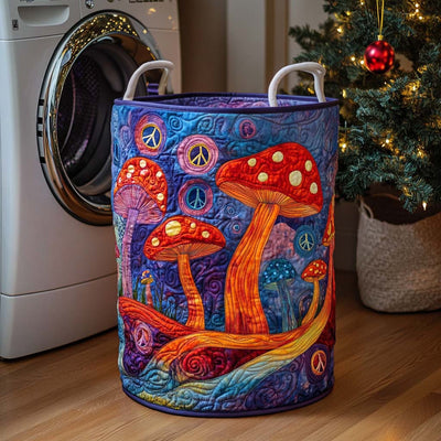 Psychedelic Peace Garden Quilted Laundry Basket - Fabric Laundry Hamper - Housewarming Gift for Mom