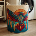 Tribal Sky Eagle Quilted Laundry Basket - Fabric Laundry Hamper - Housewarming Gift for Mom