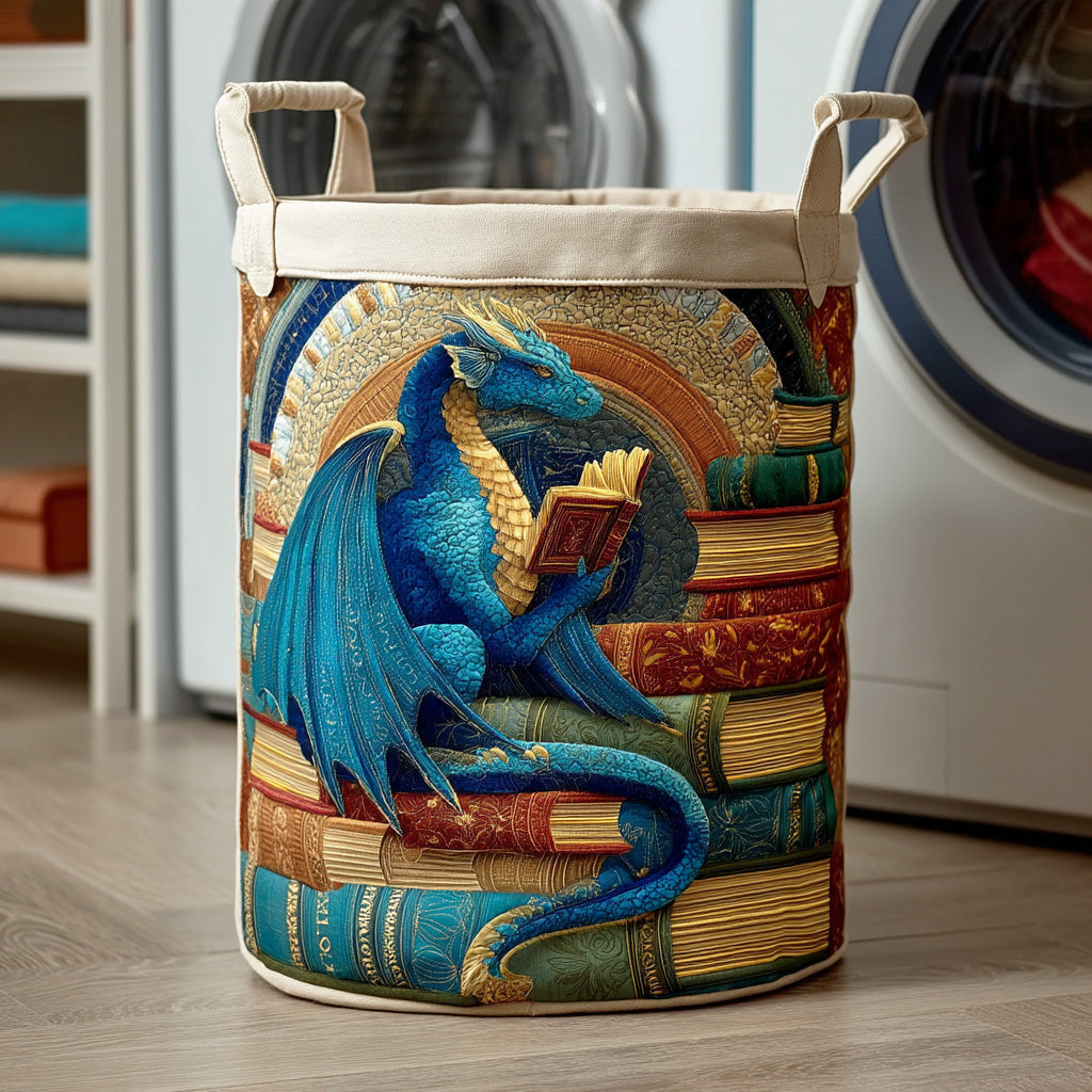 Dragon Page Guard Quilted Laundry Basket - Fabric Laundry Hamper - Housewarming Gift for Mom