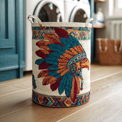 Soaring Tribal Eagle Quilted Laundry Basket - Fabric Laundry Hamper - Housewarming Gift for Mom
