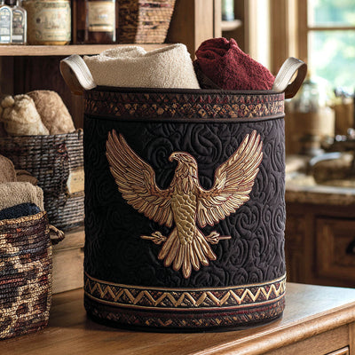 Golden Flight Quilted Laundry Basket - Fabric Laundry Hamper - Housewarming Gift for Mom