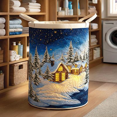 Starry Night Quilted Laundry Basket - Fabric Laundry Hamper - Housewarming Gift for Mom