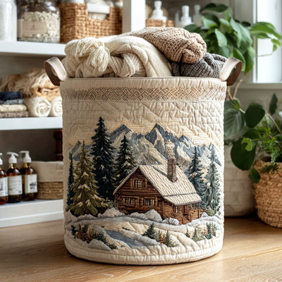 Mountain Retreat Quilted Laundry Basket - Fabric Laundry Hamper - Housewarming Gift for Mom