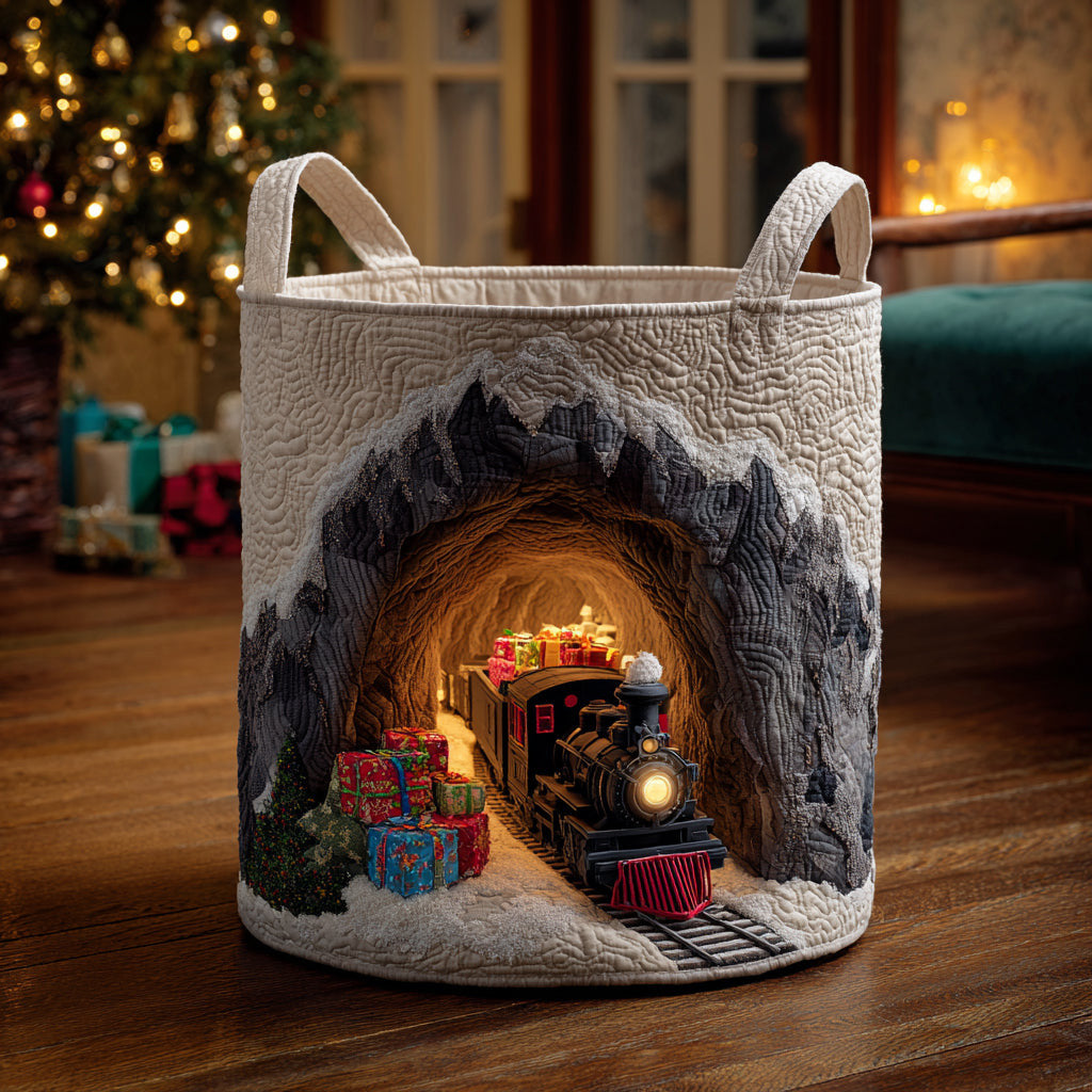 Polar Wonder Quilted Laundry Basket - Fabric Laundry Hamper - Housewarming Gift for Mom