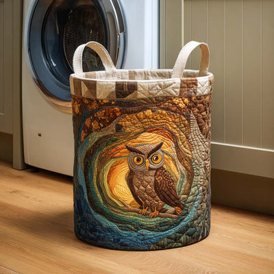 Rustic Watcher Quilted Laundry Basket - Fabric Laundry Hamper - Housewarming Gift for Mom