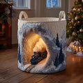 Santas Train Stop Quilted Laundry Basket - Fabric Laundry Hamper - Housewarming Gift for Mom