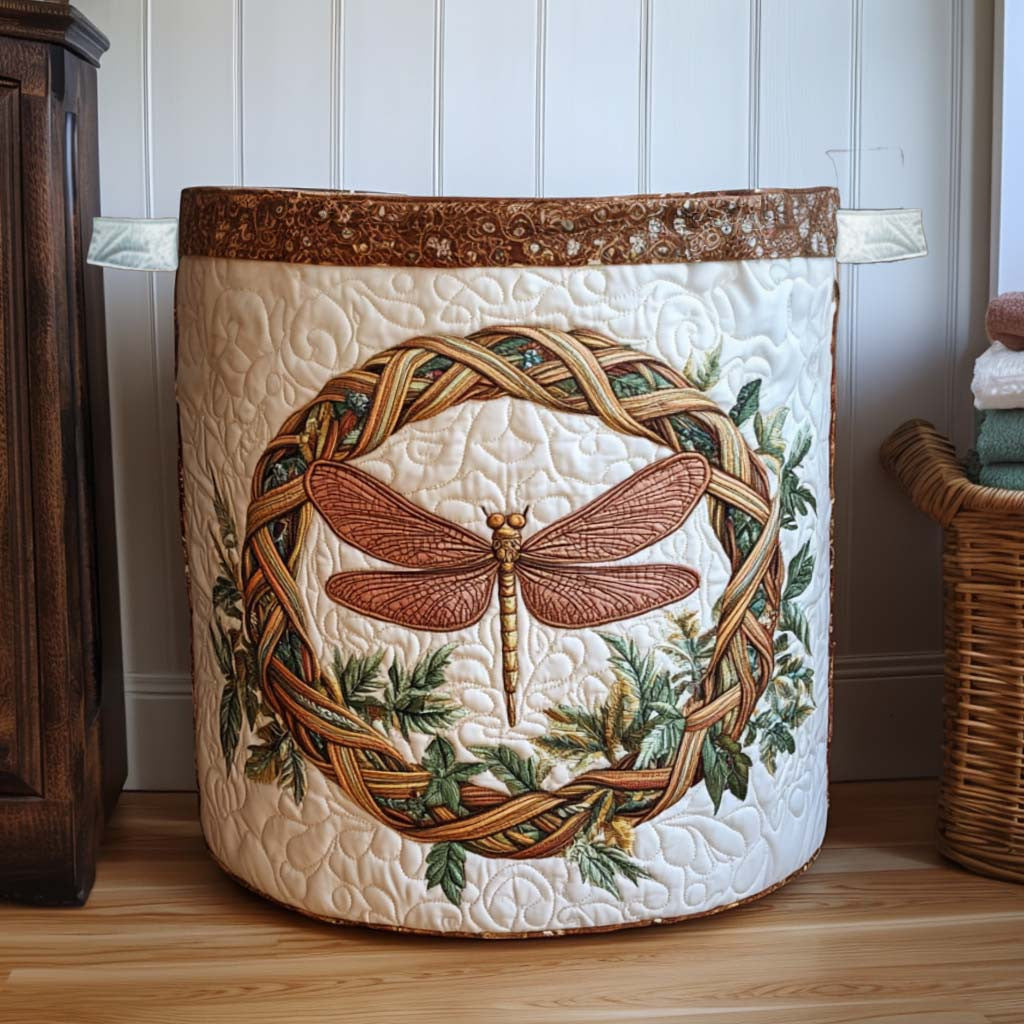 Glimmer Wings Quilted Laundry Basket - Fabric Laundry Hamper - Housewarming Gift for Mom