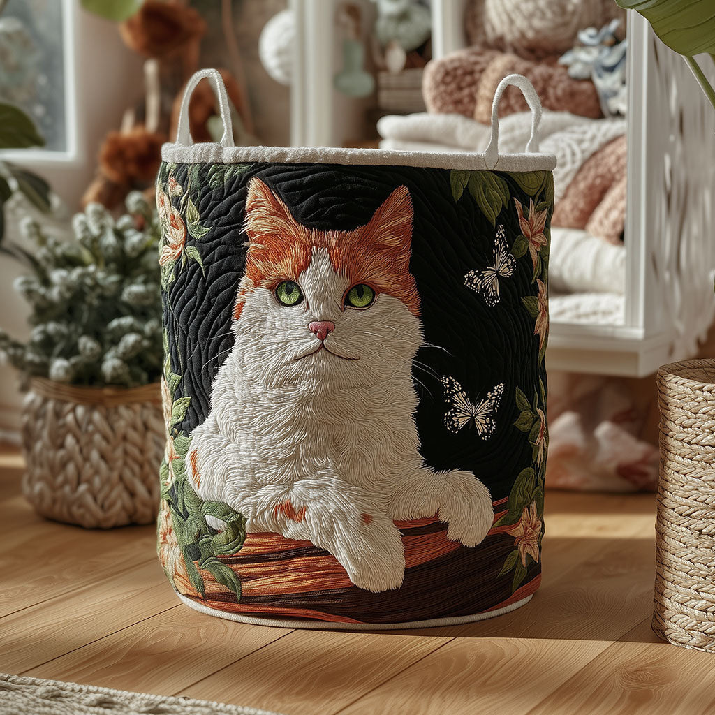 Whisker Lane Quilted Laundry Basket - Fabric Laundry Hamper - Housewarming Gift for Mom