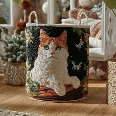 Whisker Lane Quilted Laundry Basket - Fabric Laundry Hamper - Housewarming Gift for Mom