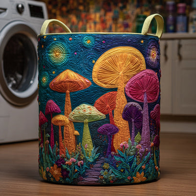 Toadstool Mushroom Quilted Laundry Basket - Fabric Laundry Hamper - Housewarming Gift for Mom