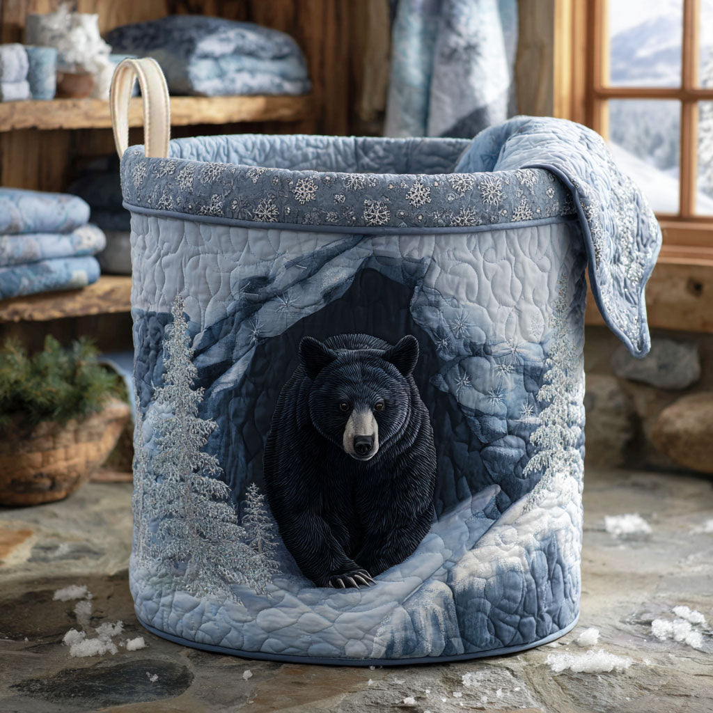 Snowbound Spirit Quilted Laundry Basket - Fabric Laundry Hamper - Housewarming Gift for Mom