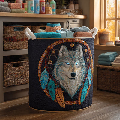 Blue Alpha Quilted Laundry Basket - Fabric Laundry Hamper - Housewarming Gift for Mom