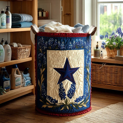 Lone Star Bloom Quilted Laundry Basket - Fabric Laundry Hamper - Housewarming Gift for Mom