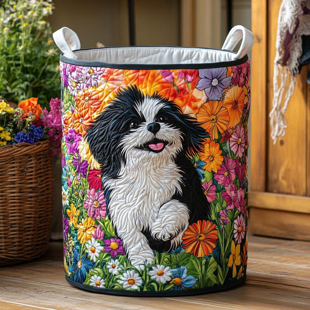 Daisy Delight Quilted Laundry Basket - Fabric Laundry Hamper - Housewarming Gift for Mom