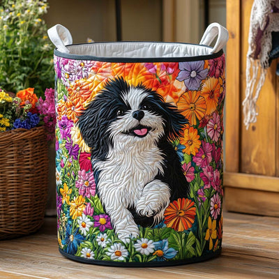 Daisy Delight Quilted Laundry Basket - Fabric Laundry Hamper - Housewarming Gift for Mom