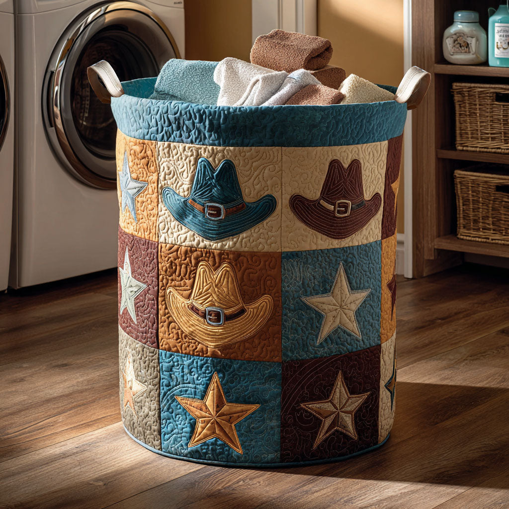 Desert Hat Dreams Quilted Laundry Basket - Fabric Laundry Hamper - Housewarming Gift for Mom