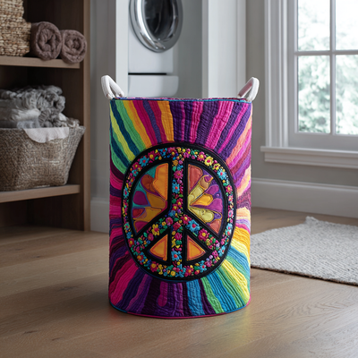 Hippie Dream Quilted Laundry Basket - Fabric Laundry Hamper - Housewarming Gift for Mom
