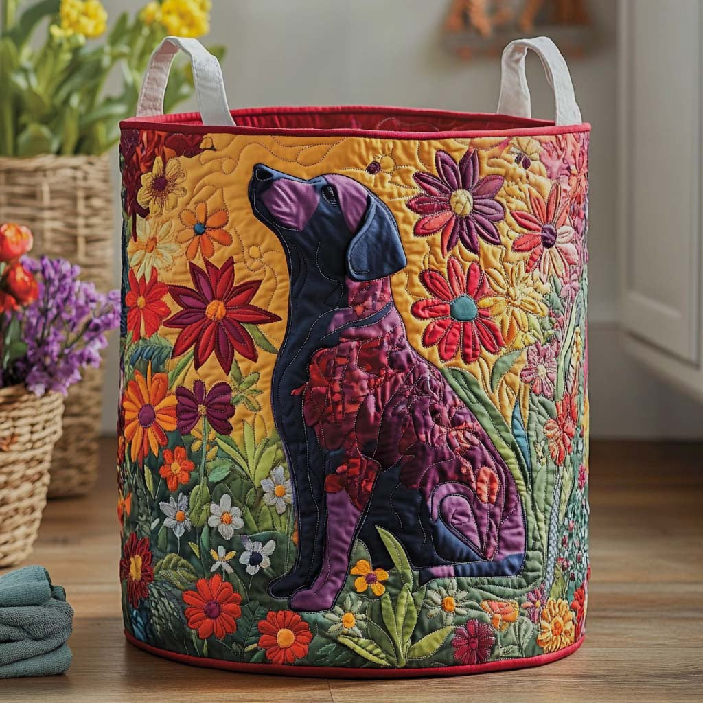 Scarlet Bloom Quilted Laundry Basket - Fabric Laundry Hamper - Housewarming Gift for Mom