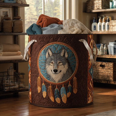 Forest Alpha Quilted Laundry Basket - Fabric Laundry Hamper - Housewarming Gift for Mom