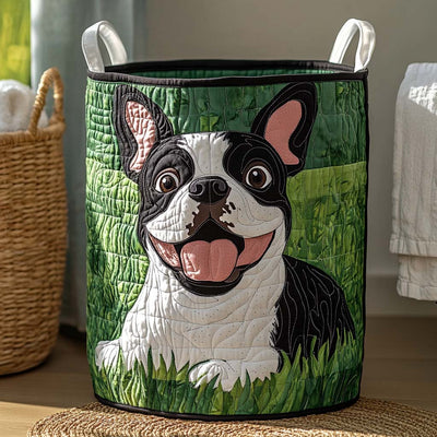 Meadow Smile Quilted Laundry Basket - Fabric Laundry Hamper - Housewarming Gift for Mom