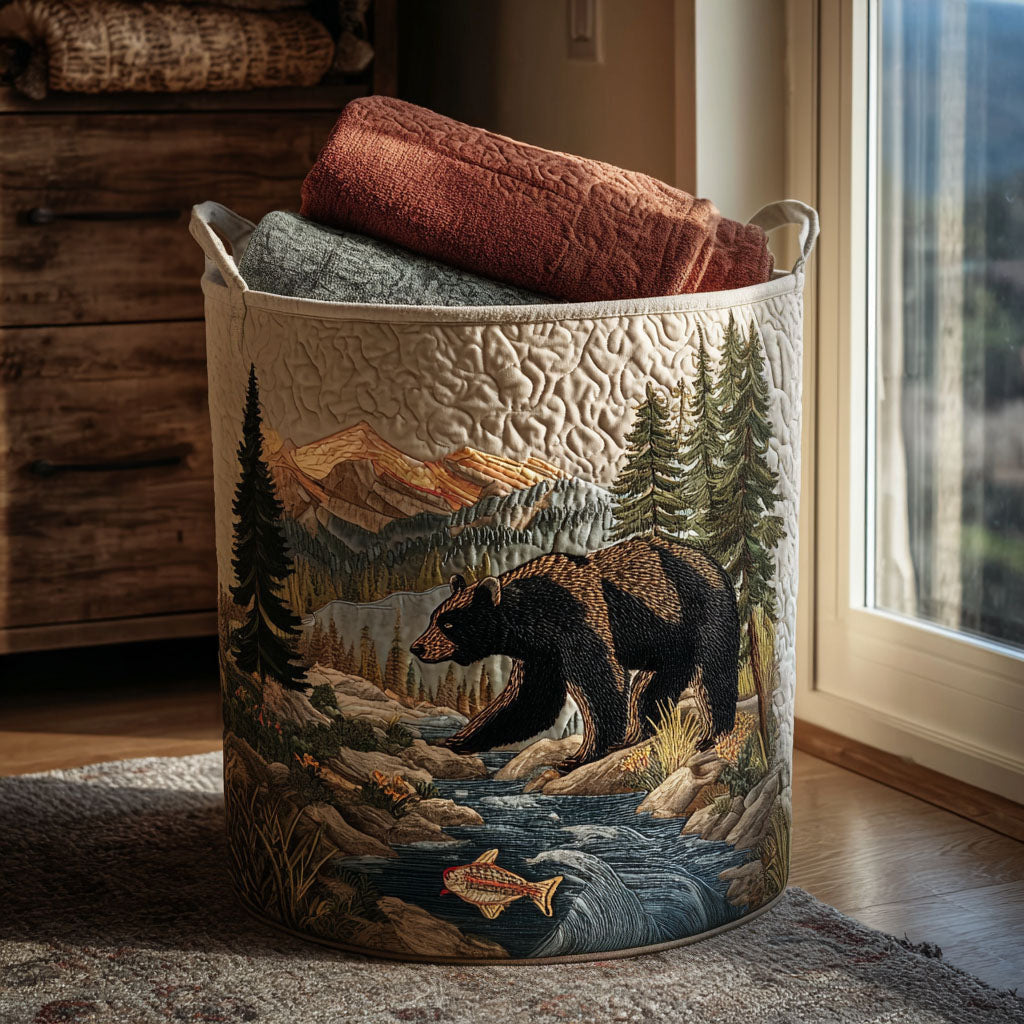 The River Watcher Quilted Laundry Basket - Fabric Laundry Hamper - Housewarming Gift for Mom