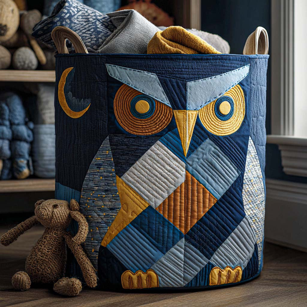 Feathered Friend Quilted Laundry Basket - Fabric Laundry Hamper - Housewarming Gift for Mom