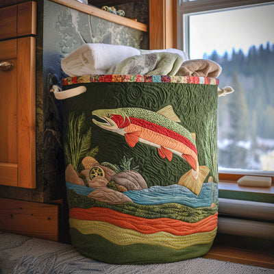 Crystal Current Quilted Laundry Basket - Fabric Laundry Hamper - Housewarming Gift for Mom