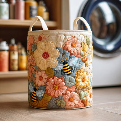 Garden Hive Quilted Laundry Basket - Fabric Laundry Hamper - Housewarming Gift for Mom