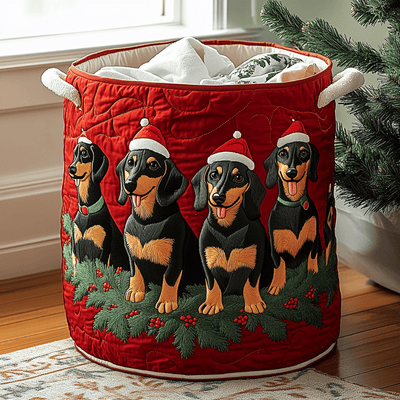 Festive Tails Quilted Laundry Basket - Fabric Laundry Hamper - Housewarming Gift for Mom