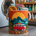 Red Journey Quilted Laundry Basket - Fabric Laundry Hamper - Housewarming Gift for Mom