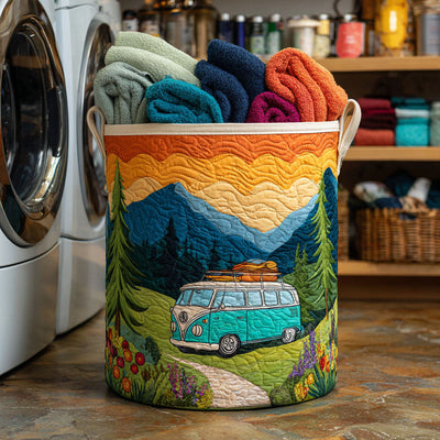 Valley Van Quilted Laundry Basket - Fabric Laundry Hamper - Housewarming Gift for Mom
