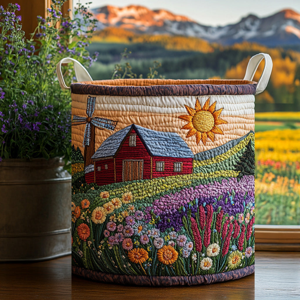 Prairie Life Quilted Laundry Basket - Fabric Laundry Hamper - Housewarming Gift for Mom