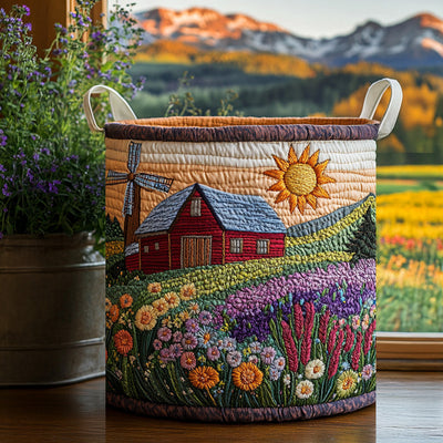 Prairie Life Quilted Laundry Basket - Fabric Laundry Hamper - Housewarming Gift for Mom