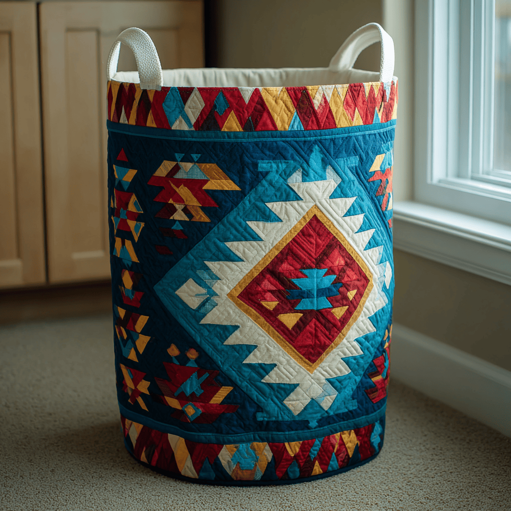 Desert Flame Quilted Laundry Basket - Fabric Laundry Hamper - Housewarming Gift for Mom