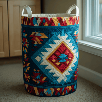 Desert Flame Quilted Laundry Basket - Fabric Laundry Hamper - Housewarming Gift for Mom