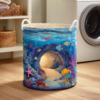 Sunken Reef Hollow Quilted Laundry Basket - Fabric Laundry Hamper - Housewarming Gift for Mom
