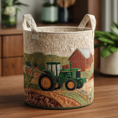 Rustic Acres Quilted Laundry Basket - Fabric Laundry Hamper - Housewarming Gift for Mom