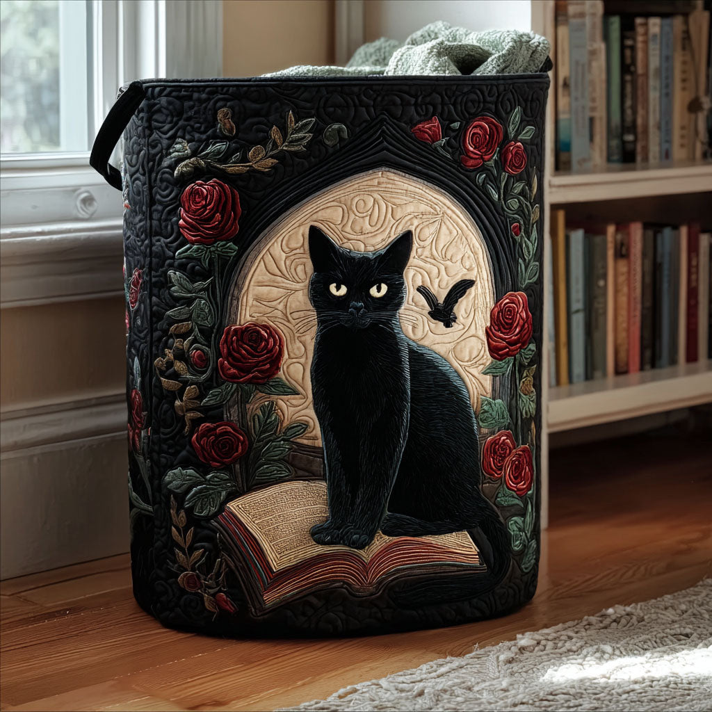 Midnight Familiar Quilted Laundry Basket - Fabric Laundry Hamper - Housewarming Gift for Mom