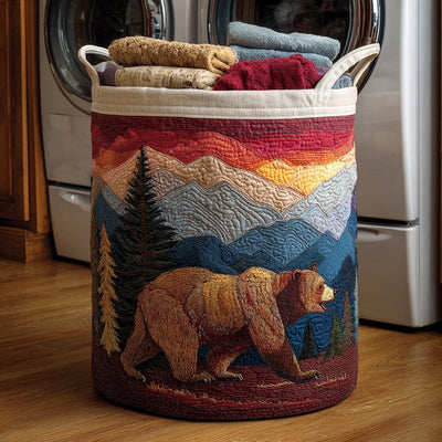 Bear Mountain Quilted Laundry Basket - Fabric Laundry Hamper - Housewarming Gift for Mom