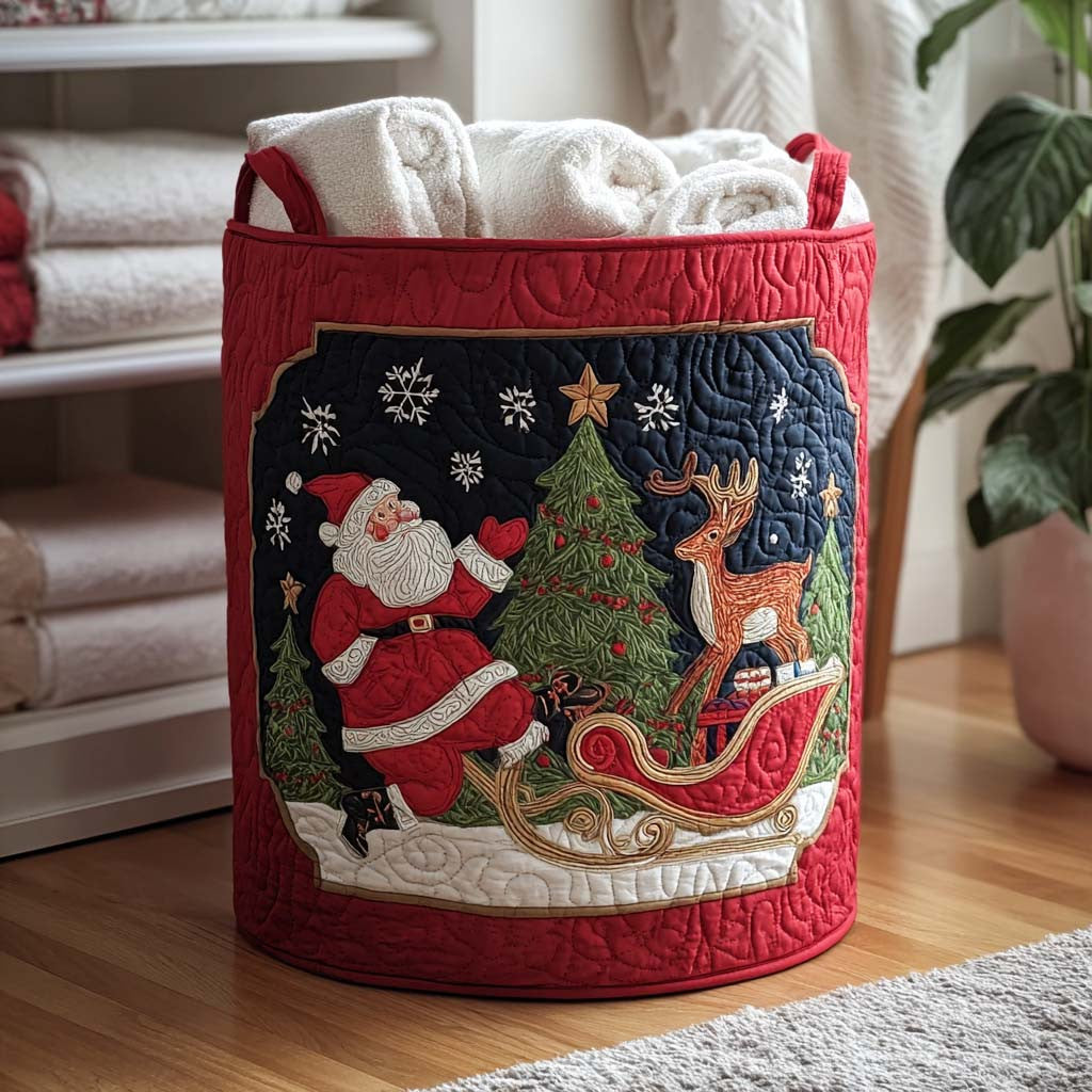 Snowflake Symphony Quilted Laundry Basket - Fabric Laundry Hamper - Housewarming Gift for Mom