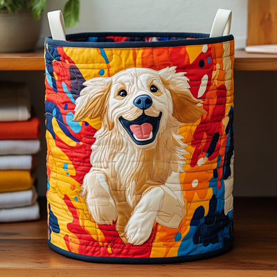 Happy Fetch Quilted Laundry Basket - Fabric Laundry Hamper - Housewarming Gift for Mom
