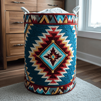 Mystic Echo Quilted Laundry Basket - Fabric Laundry Hamper - Housewarming Gift for Mom