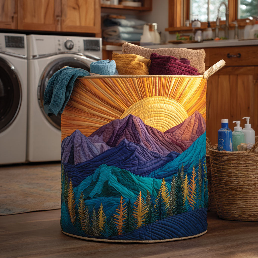Violet Dawn Quilted Laundry Basket - Fabric Laundry Hamper - Housewarming Gift for Mom