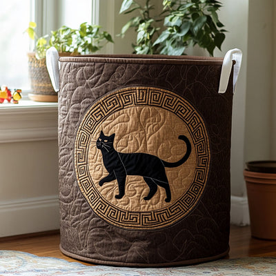 Greek Line Shadow Quilted Laundry Basket - Fabric Laundry Hamper - Housewarming Gift for Mom
