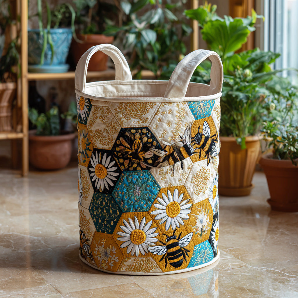 Honey Bliss Quilted Laundry Basket - Fabric Laundry Hamper - Housewarming Gift for Mom