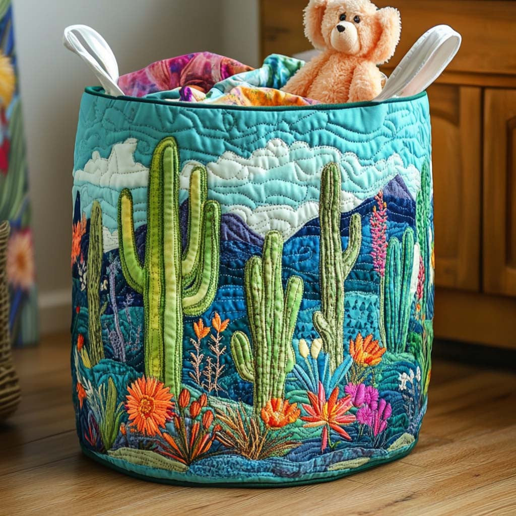 Warm Desert Quilted Laundry Basket - Fabric Laundry Hamper - Housewarming Gift for Mom