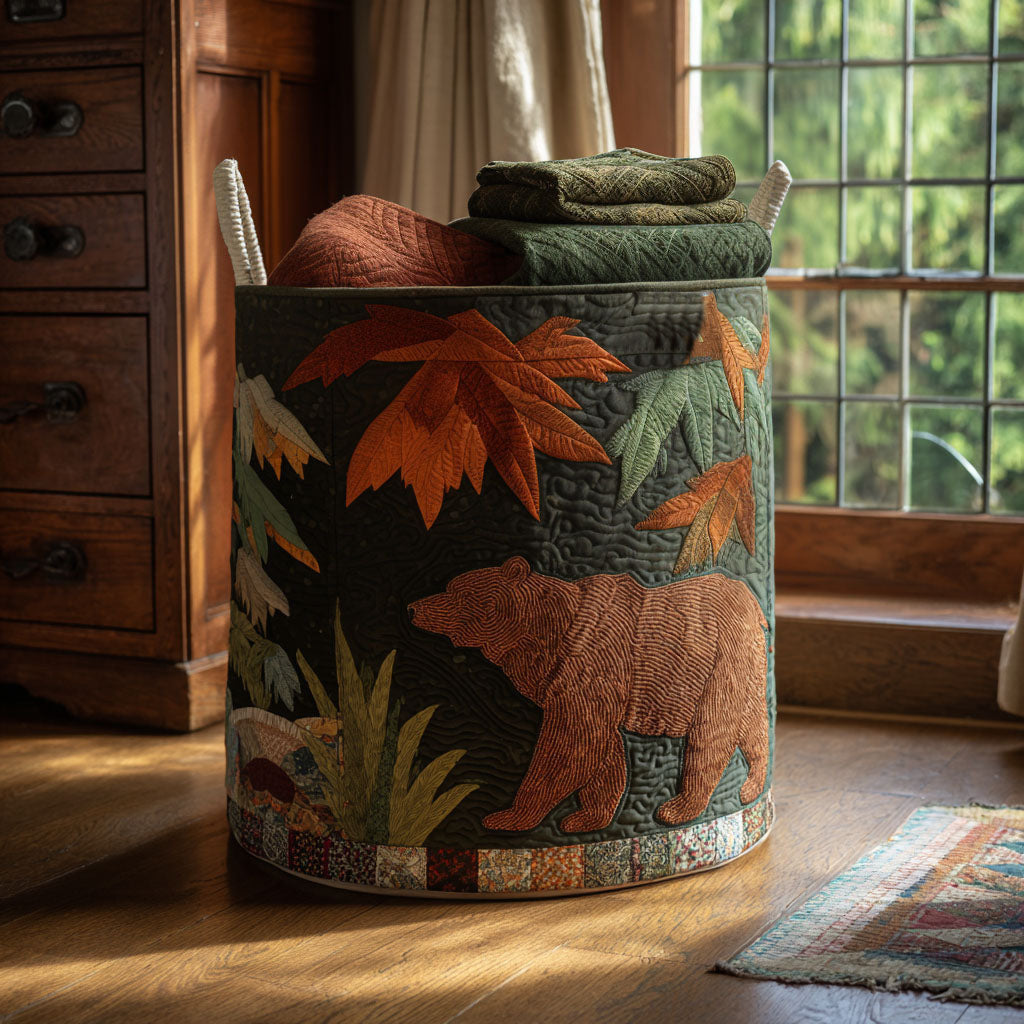 Timber Trail Strength Quilted Laundry Basket - Fabric Laundry Hamper - Housewarming Gift for Mom