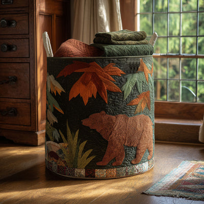 Timber Trail Strength Quilted Laundry Basket - Fabric Laundry Hamper - Housewarming Gift for Mom