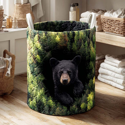 Forest Peek Quilted Laundry Basket - Fabric Laundry Hamper - Housewarming Gift for Mom