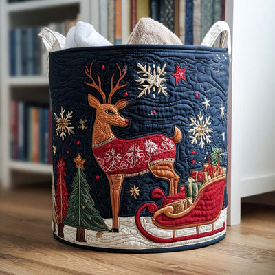 Hearthside Stag Quilted Laundry Basket - Fabric Laundry Hamper - Housewarming Gift for Mom